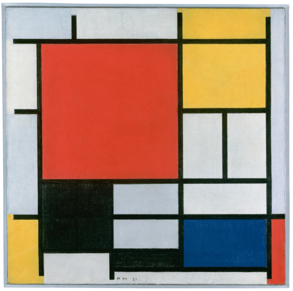 Composition en rouge, jaune, bleu et noir de Piet Mondrian, 1921