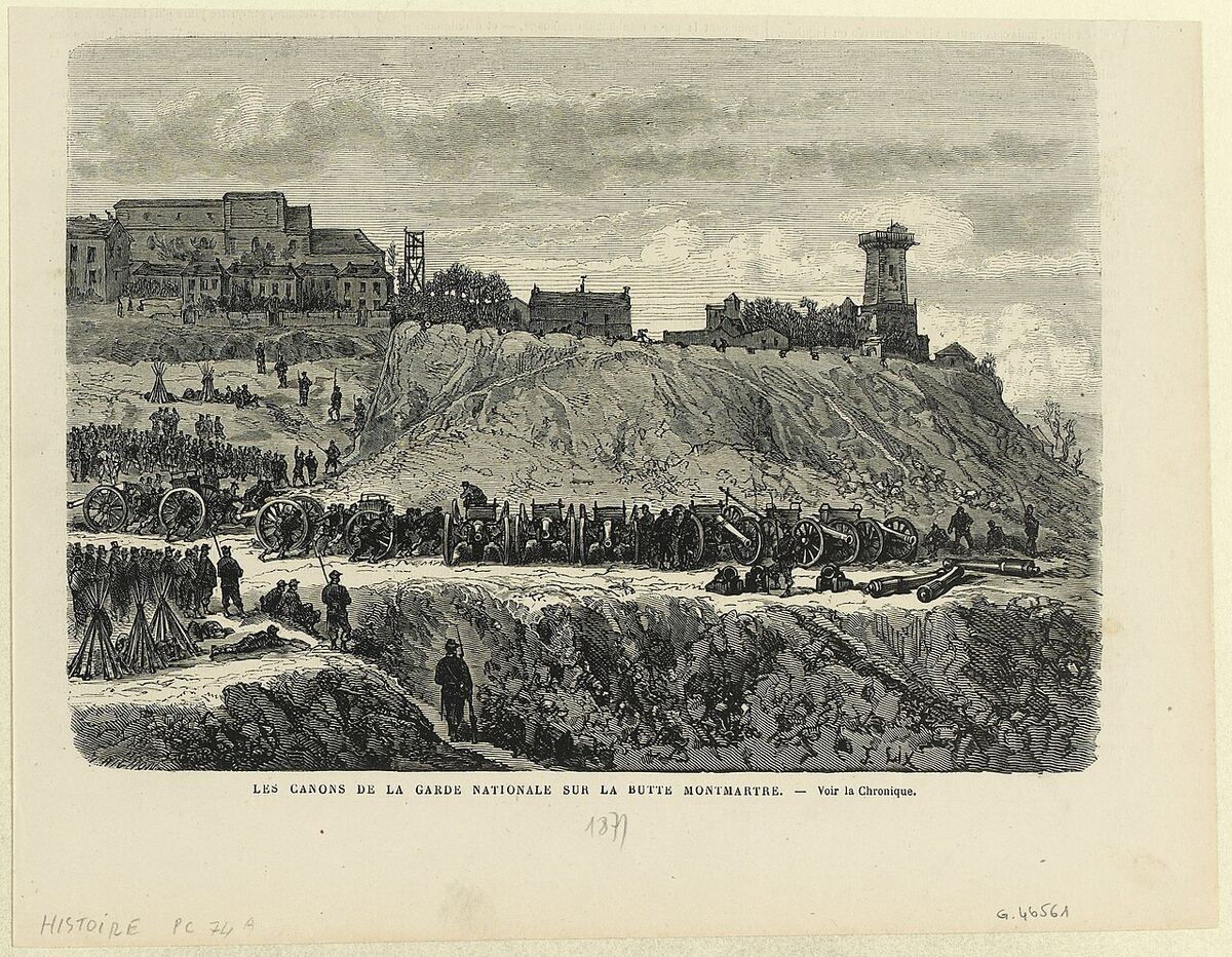 Canons de la Garde nationale réunis sur la butte Montmartre en mars 1871