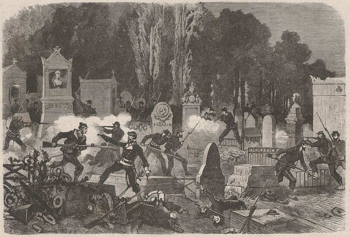 Illustration des derniers combats au cimetière du Père-Lachaise en mai 1871