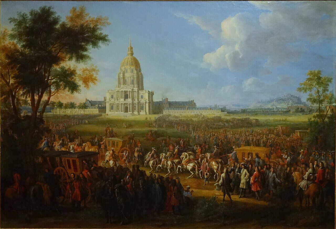 Louis XIV visitant l’Hôtel royal des Invalides au début du XVIIIe siècle