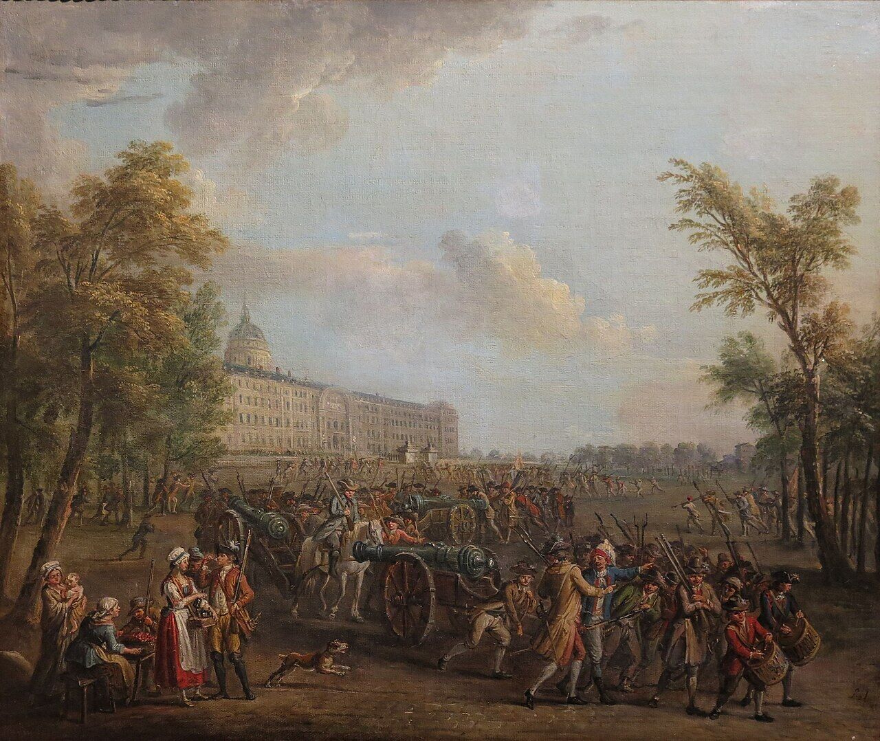 La foule saisissant des armes aux Invalides le matin du 14 juillet 1789