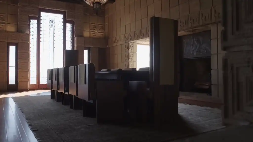 Colonnes et espaces intérieurs de l’Ennis House