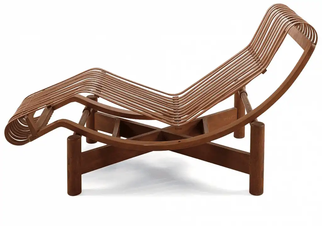 Chaise longue B306 en bambou adaptée par Charlotte Perriand sous l’influence du Japon