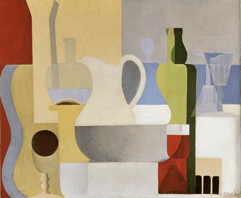 Nature morte au verre de vin rouge peinte par Amédée Ozenfant en 1921