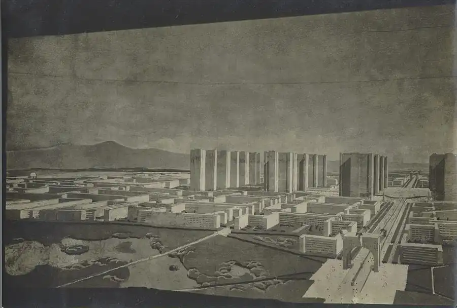 Représentation du centre de la Ville contemporaine de trois millions d’habitants