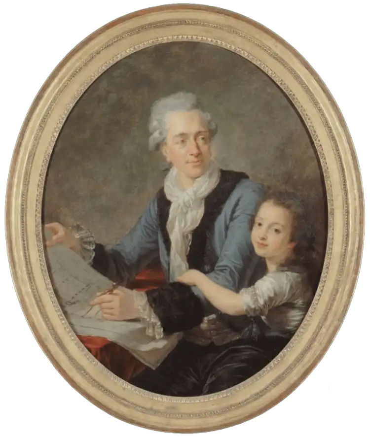 Portrait de Claude-Nicolas Ledoux avec sa fille Adélaïde par Antoine-François Callet